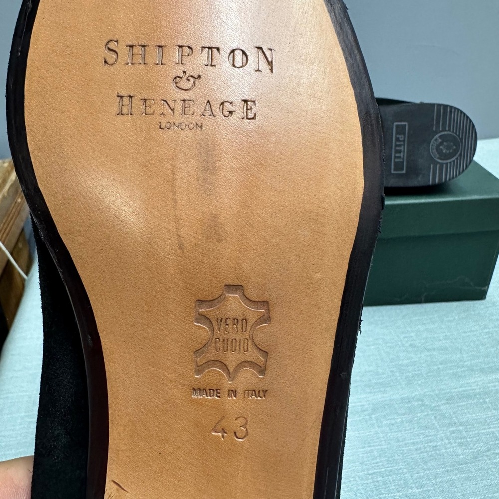 Shipton & Heneage Black Suede Horsebit Loafers Padova Made in Italy Mens 9 / 43 - Picture 5 of 9